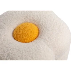 Pouf + Coffre à jouets Fleur blanc cassé