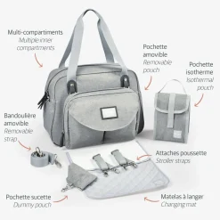 Sac à langer Genève Gris chiné