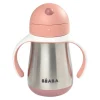 Tasse paille inox 250ml Vieux rose